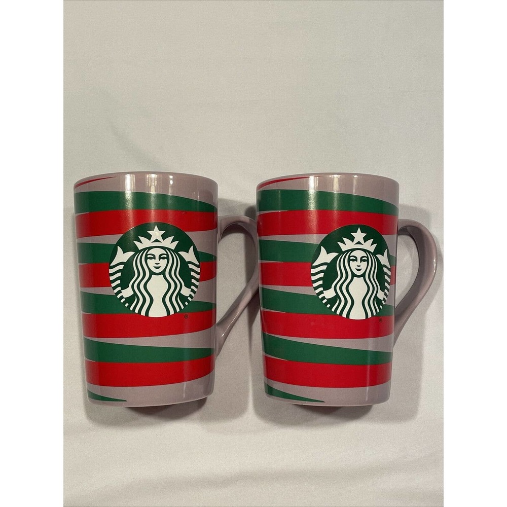 Starbucks 2020 Purple Red & Green Stripe 11 Ounce Coffee Cup Christmas Mug